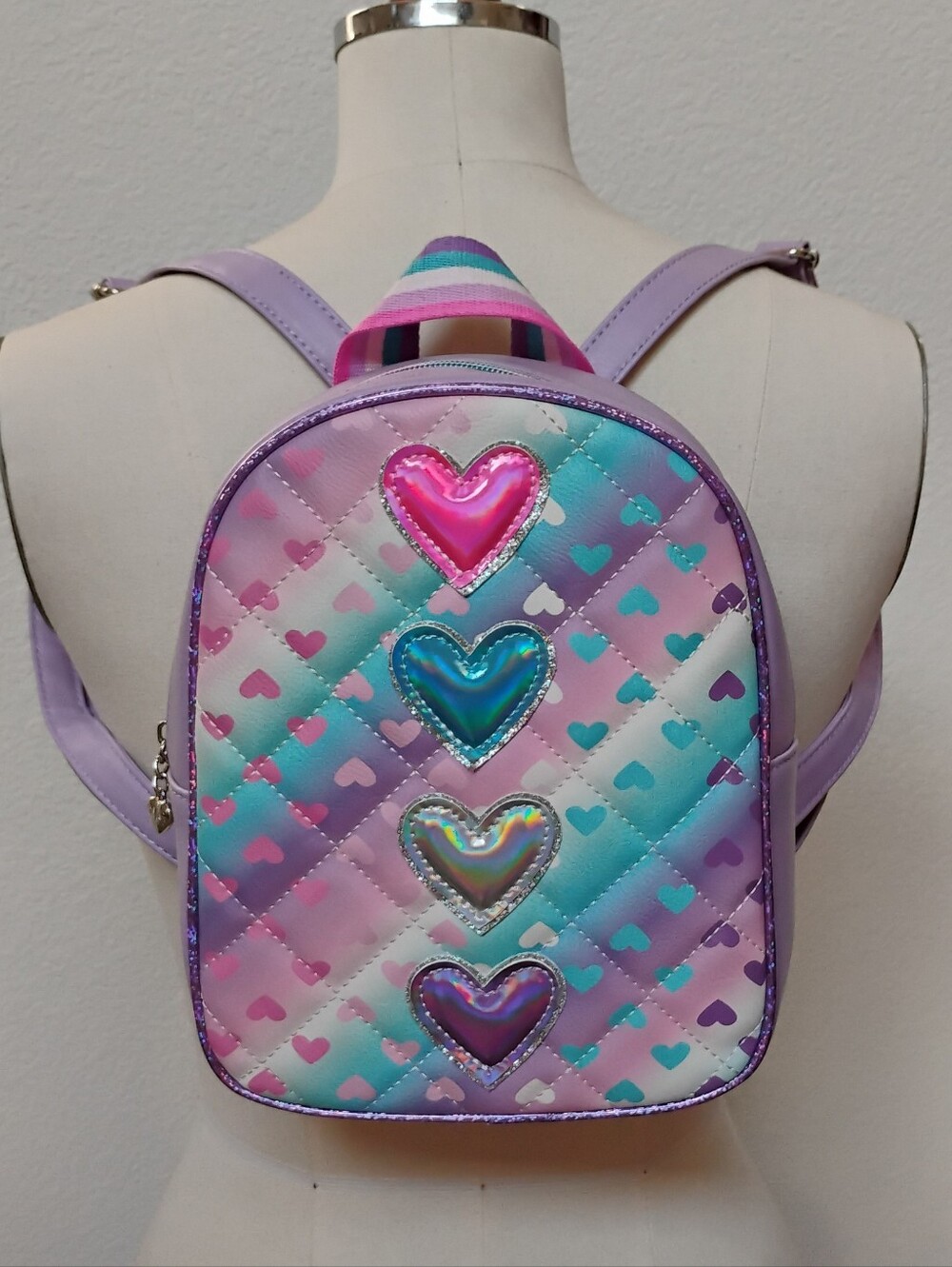 Miss Gwen's OMG Pastel Rainbow Heart Mini Backpack - Purple